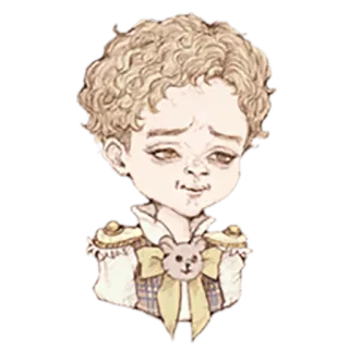 🤔 f43765c2 ポートレート, 男の子, テディベア, 巻き毛, アートワーク, ドローイング telegram sticker