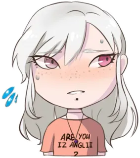 💦 0c1c427d ARE YOU IZ ANGLII สาวอนิเมะ, การ์ตูน, เหงื่อ, น่ารัก whatsapp sticker