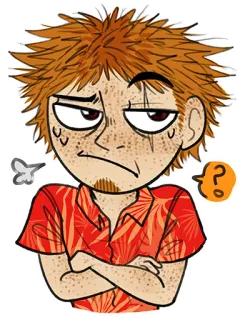 😕 4f901786 ตัวละคร, การ์ตูน, ผู้ชาย, ภาพประกอบ, อารมณ์, กระ, คำถาม whatsapp sticker