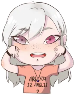 😎 5e2f9faf ARE YOU IZ ANGLII 2 น่ารัก, อนิเมะ, ผู้หญิง, มังงะ, จิบิ, การ์ตูน, ตัวละคร whatsapp sticker