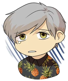 😥 66037033 เศร้า, ร้องไห้, จิบิ, สับปะรด, การ์ตูน, อนิเมะ, เด็กผู้ชาย whatsapp sticker