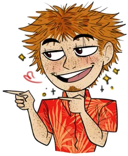 😏 97ccec72 การ์ตูน, ตัวละคร, ภาพประกอบ, ผมแดง, ชี้, ประกาย whatsapp sticker