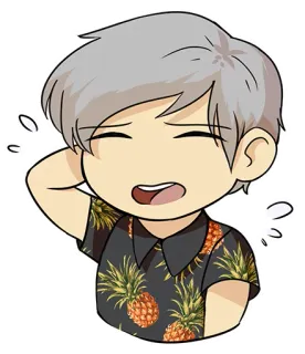 😅 9948cfef จิบิ, สับปะรด, เสื้อยืด, การ์ตูน, อนิเมะ, เหงื่อ whatsapp sticker