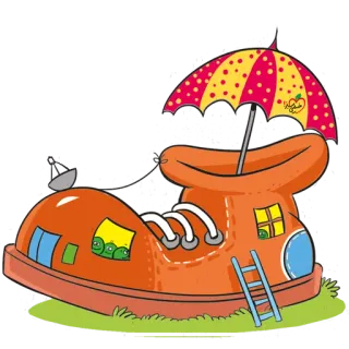 😄 cd537fb1 家, 靴, 漫画, 傘, 風変わり, 建物, ファンタジー telegram sticker