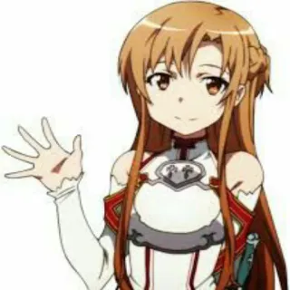 🙂 1255e040 Asuna Yuuki Sword Art Online อนิเมะ, ตัวละคร, ผู้หญิง, โบกมือ, SAO, อาสึนะ whatsapp sticker