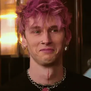 🥥 8e92aa64 Machine Gun Kelly musician, celebrity, pink hair, MGK telegram sticker