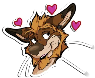😘 0cc4c84d furry, cartoon, animal, dog, hearts, love telegram sticker