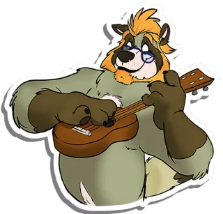 🎼 8ef8f1e0 raccoon, anthropomorphic, ukulele, cartoon, cute, musical instrument, furry telegram sticker