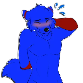 😳 8892d534 Furry, Antropomorf, Cartoon, Dier, Blauw, Zweet telegram sticker