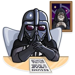 😐 67336791 Darth Vader Star Wars Resume дарт вейдер, резюме, империя, ситх лорд, звездные войны, палпатин telegram sticker