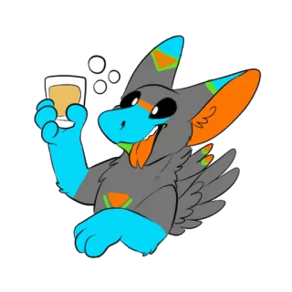 🍸 14e13d3c anthropomorphe, dessin animé, art numérique, animal, furry, boire, boisson whatsapp sticker
