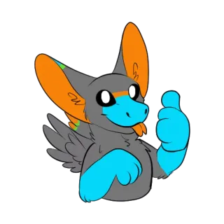 👍 3a58238e Furry, Anthro, Animal, Pouce levé, Positif, Cartoon, Mignon, Orange, Bleu whatsapp sticker