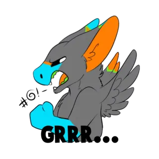 💢 9ff75406 GRRR.. animal, en colère, furieux, grognant, créature, dessin animé, poilu whatsapp sticker