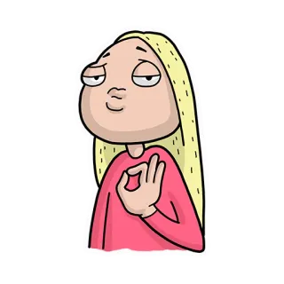 👌 f5f102de 女人, 卡通, 手势, 好的, 金发, 讽刺, 搞笑 telegram sticker