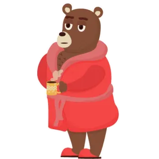 😐 9b5b92f1 Bär, Bademantel, Kaffee, Cartoon, Tier, verschlafen telegram sticker