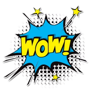 😱 547232b8 Wow! ว้าว, การ์ตูน, สีหน้า, ป๊อปอาร์ต, เซอร์ไพรส์ whatsapp sticker