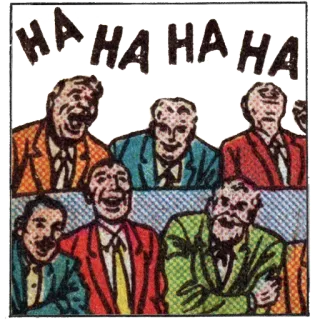 😄 53deb12a HAHA HA HA HA rire, dessin animé, hommes, bande dessinée, foule, rire telegram sticker