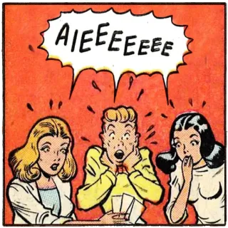 🙀 a6d097b3 AIEEEEEE bande dessinée, choc, surprise, vintage, cri, peur telegram sticker