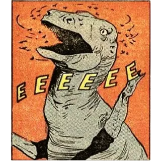 🙌 a952f410 EEEEE dinosaure, reptile, vintage, BD, illustration, rétro, criant telegram sticker