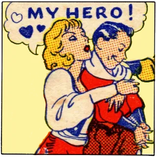 💕 f10262a0 MY HERO! héros, amour, BD, rétro, vintage, affection telegram sticker