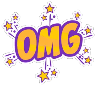 😱 75bdd9ce OMG OMG, ekspresja, gwiazdy, fioletowy, żółty, niespodzianka telegram sticker