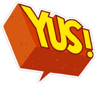 👍 c048c7f4 YUS! wykrzyknik, dymek, tekst, tak!, tak telegram sticker