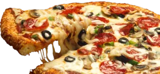 🍕 7d1e6e51 pizza, comida, culinária italiana, pepperoni, cogumelos, queijo, azeitonas telegram sticker