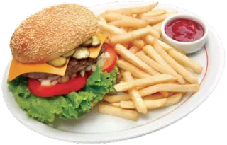 🍔 c8545e90 hambúrguer, hambúrguer, batata frita, comida, almoço, jantar, ketchup, fast food telegram sticker