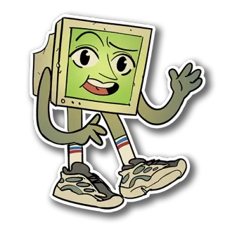 🙂 0e0c433a ordinateur, dessin animé, personnage, écran, rétro, vintage, technologie whatsapp sticker