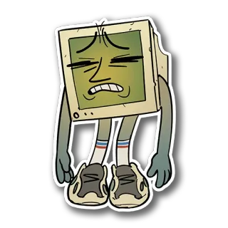 😣 10ff6a11 ordinateur, dessin animé, rétro, triste, vieux, vintage, personnage, écran whatsapp sticker