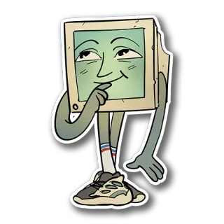 😏 8982d1ca ordinateur, dessin animé, baskets, réflexion, rétro, vintage, personnage whatsapp sticker