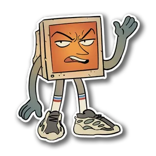 🤬 c92cf67c ordinateur, dessin animé, personnage, rétro, technologie, drôle, en colère whatsapp sticker