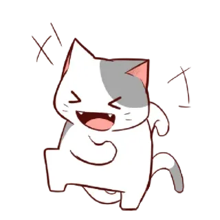 😆 34b03893 猫, 漫画, 幸せ, 動物, 走る telegram sticker