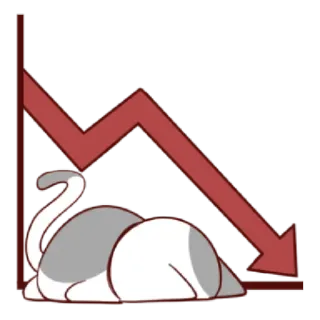 📉 5ad382a8 猫, 矢印, 拒否, 悲しい, 怠惰, グラフ, 失敗 telegram sticker