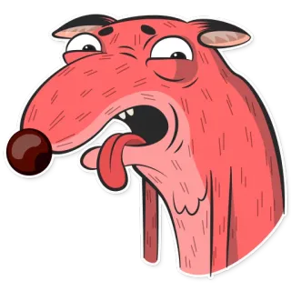 😩 3babe3bc hond, cartoon, grappig, dier, rood, tong, uitdrukking telegram sticker