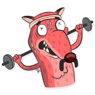 💪 6ddcfcd8 dier, vos, oefening, gewichtheffen, fitness, cartoon telegram sticker