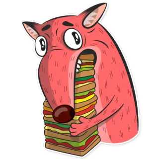 🍔 7cc306d7 dier, sandwich, grappig, eten, cartoon, hongerig, absurd, humor telegram sticker