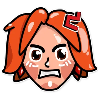 😠 ee241a5f en colère, cheveux roux, dessin animé, agacé, mignon telegram sticker
