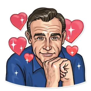 😍 09eac2ec Sean Connery acteur, coeurs, amour, personne, homme telegram sticker