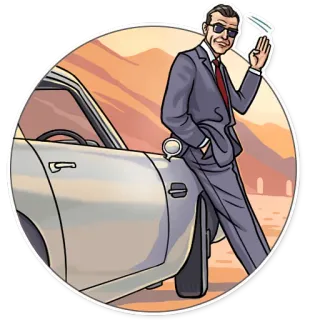 👋 0d8acd20 homme, costume, voiture, lunettes de soleil telegram sticker