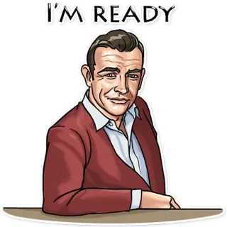 😀 25a8e1f1 I'M READY homme, prêt, portrait, sean connery telegram sticker