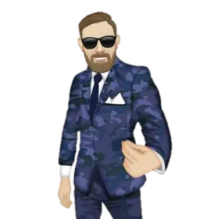 👑 4529ab1c ผู้ชาย, สูท, แว่นกันแดด, ท่าทาง, สไตล์, เครา, เนคไท telegram sticker