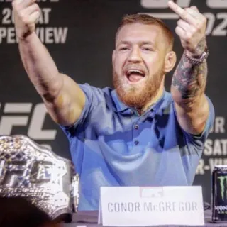 🖕 ce235bff Conor McGregor คอเนอร์ แม็กเกรเกอร์, UFC, นักสู้, ท่าทางดูถูก, นิ้วกลาง, กีฬา, แชมป์ telegram sticker
