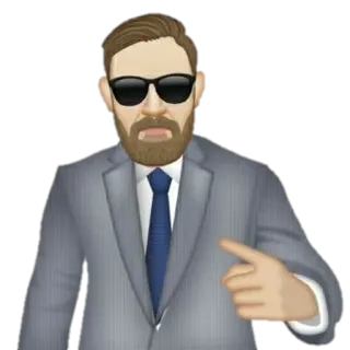 👑 d5de7b7a อิโมจิ, สูท, แว่นกันแดด, ชี้, นักธุรกิจ, มีม telegram sticker