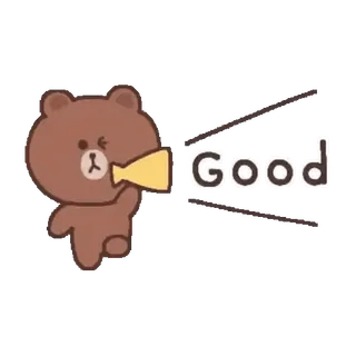 🐻 912e776b Good gấu, dễ thương, Line Friends, cổ vũ, loa, tốt telegram sticker