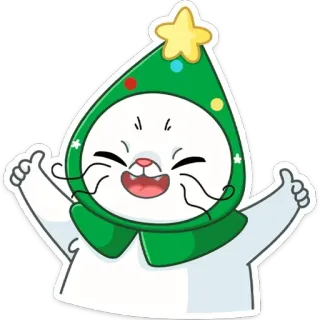 👍 16f7b7b3 кот, Рождество, шляпа, праздничный, праздник, милый telegram sticker