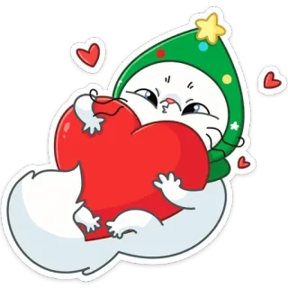❤️ 6c7cbe55 кот, сердце, рождество, зима, милый, любовь, праздничный telegram sticker
