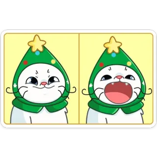 😐 7e5c0f60 кот, рождество, стикер, милый, каваи, животное telegram sticker