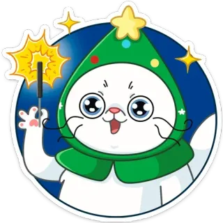 🥳 b9392d52 кот, рождество, новый год, животное, милый, праздник, праздничный telegram sticker