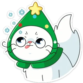 😋 d5ac793c кот, рождество, зима, праздник, милый, животное, шапка, снежинки telegram sticker
